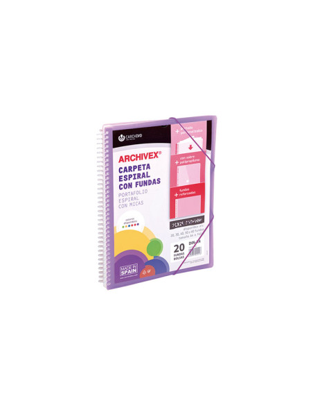 CARPETA FUNDAS TARIFARIO CARCHIVO ESPIRAL PP ARCHIVEX-STAR CANGURO A4 20 F VIOLETA