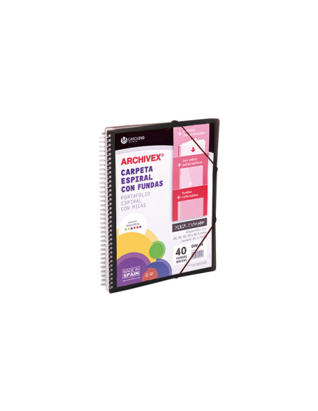 CARPETA FUNDAS TARIFARIO CARCHIVO ESPIRAL PP ARCHIVEX-STAR CANGURO A4 40 F NEGRO