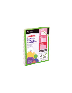 CARPETA FUNDAS TARIFARIO CARCHIVO ESPIRAL PP ARCHIVEX-STAR CANGURO A4 40 F VERDE