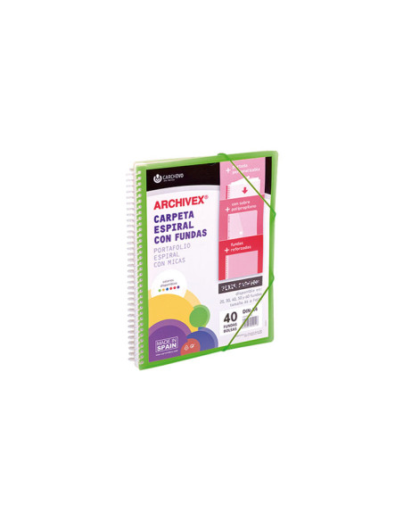 CARPETA FUNDAS TARIFARIO CARCHIVO ESPIRAL PP ARCHIVEX-STAR CANGURO A4 40 F VERDE
