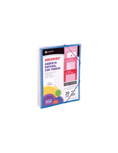 CARCHIVO ARCHIVEX-STAR CANGURO PERSONALIZABLE A4 CON 20 FUNDAS PP ESPIRAL AZUL