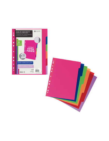 CARCHIVO SEPARADORES 11 POSICIONES A4 PP OPACO EXTRA RÍGIDO COLORES PASTEL