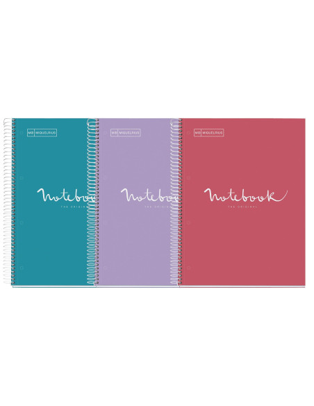 PACK 3 CUADERNOS MIQUEL RIUS NOTEBOOK 1 ESPIRAL "EMOTIONS" 80h A4 5x5 PASTEL 2