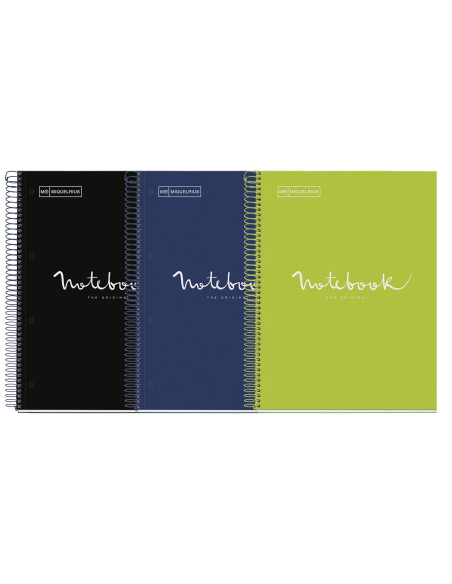 PACK 3 CUADERNOS MIQUEL RIUS NOTEBOOK 1 ESPIRAL EMOTIONS 80h A4 5x5 INTENSOS