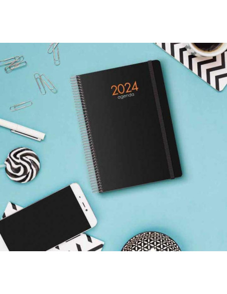 DOHE AGENDA ANUAL SYNCRO ESPIRAL 15X21CM SV CIERRE CGOMA PP NEGRO 2025