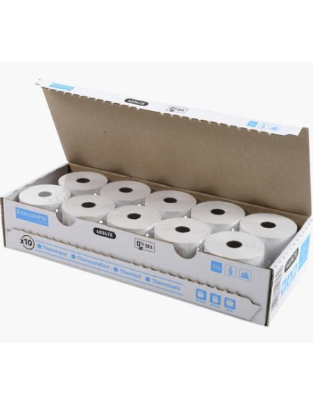 CAJA 10 ROLLOS PAPEL TÉRMICO EXACOMPTA 57x60mm