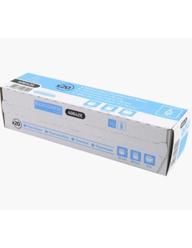 CAJA 20 ROLLOS PAPEL TÉRMICO EXACOMPTA 57x30mm