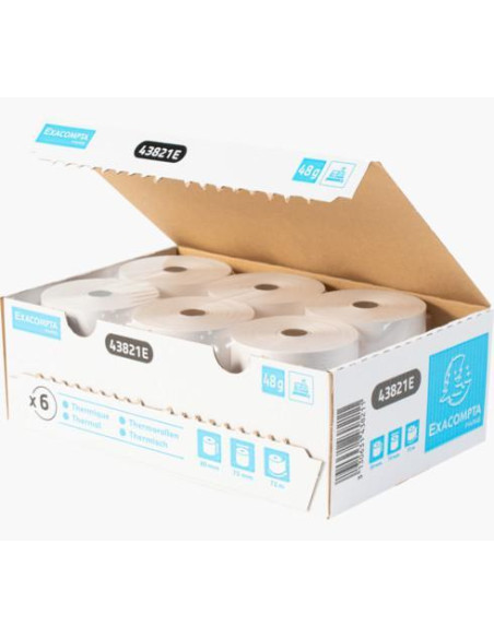 CAJA 6 ROLLOS PAPEL TÉRMICO EXACOMPTA 80x70mm