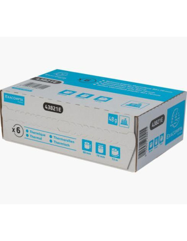 CAJA 6 ROLLOS PAPEL TÉRMICO EXACOMPTA 80x70mm