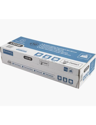 CAJA 10 ROLLOS PAPEL TÉRMICO EXACOMPTA 80x80mm SAFE CONTACT
