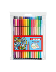 ESTUCHE PLÁSTICO 24 ROTULADORES STABILO PEN 68  6 NEÓN