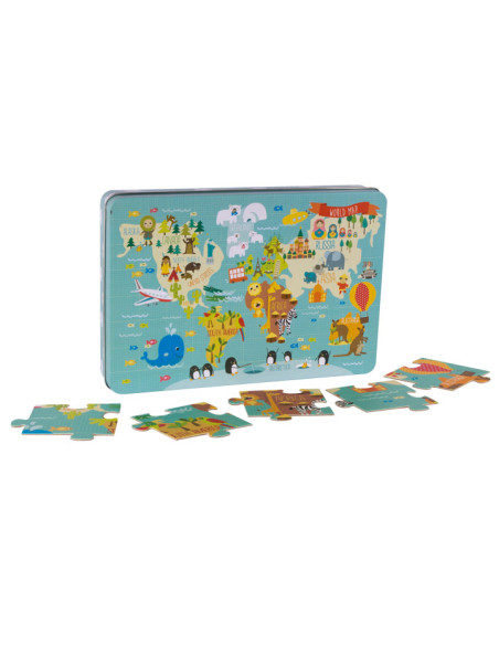APLI PUZZLE TEMÁTICA MAPAMUNDI 24 PIEZAS CAJA METÁLICA 3 AÑOS