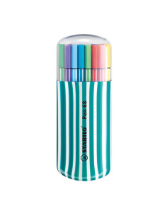 ESTUCHE ZEBRUI TURQUESA 20 ROTULADORES STABILO PEN 68