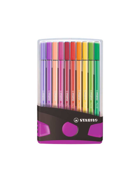 ESTUCHE COLORPARADE ROSA 20 ROTULADORES STABILO PEN 68