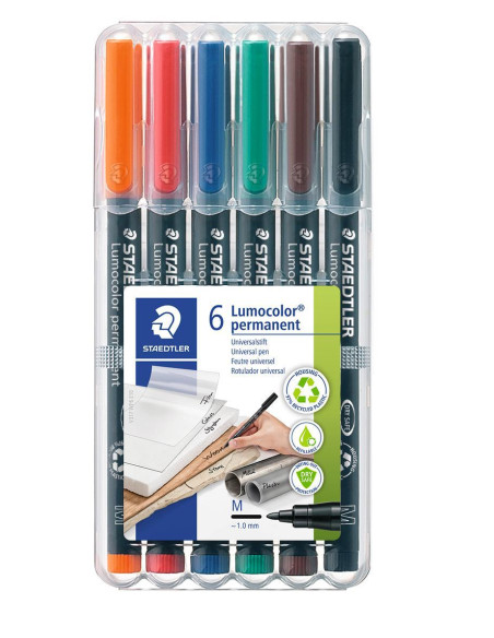 ESTUCHE 6 ROTULADORES STAEDTLER LUMOCOLOR PERMANENTE 317 1mm