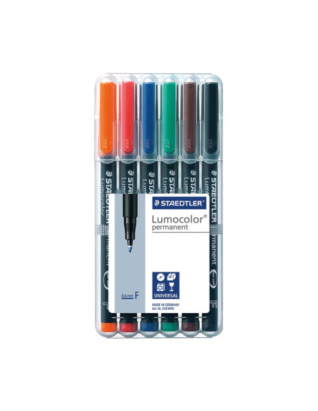 ESTUCHE 6 ROTULADORES STAEDTLER LUMOCOLOR PERMANENTE 06mm