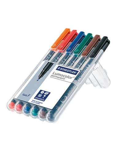 ESTUCHE 6 ROTULADORES STAEDTLER LUMOCOLOR PERMANENTE 06mm