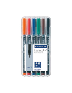 ESTUCHE 6 ROTULADORES STAEDTLER LUMOCOLOR PERMANENTE 04mm