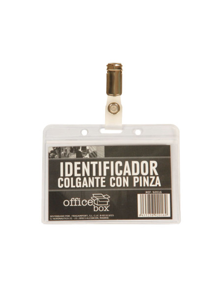 FUNDA DISTINTIVO OFFICE BOX RIGIDO 92016 con PINZA PARA TARJETAS DE IDENTIFICACION Y PASES DE SEGURIDAD PAQUETE de 10