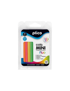 BLÍSTER 22 BARRAS COLA PLICO Ø 8mm x 95mm FLUO