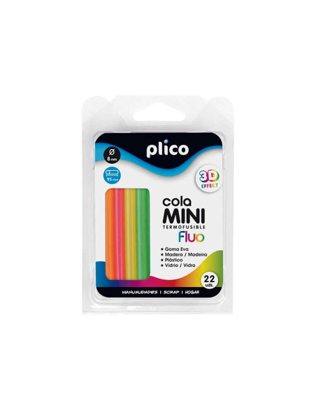 COLA TERMOFUSIBLE en BARRA PLICO MINI FLUO blister de 22