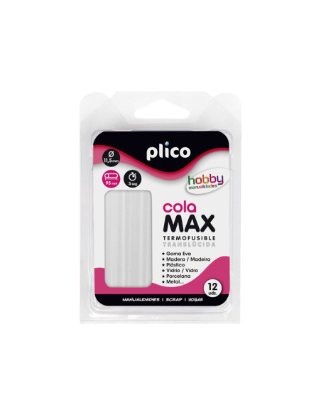 BLÍSTER 12 BARRAS COLA MAX PLICO Ø 115mm x 100mm