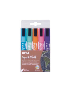 ESTUCHE 5 ROTULADORES APLI LIQUID CHALK PUNTA CÓNICA TIERRA