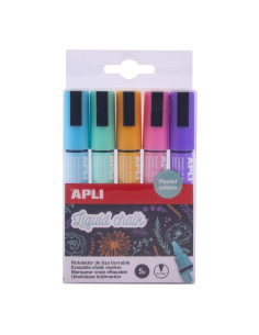 ESTUCHE 5 ROTULADORES APLI LIQUID CHALK PUNTA CÓNICA TIERRA 2