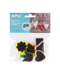 BOLSA 5 MINI PINZAS APLI DE MADERA ACABADO PIZARRA