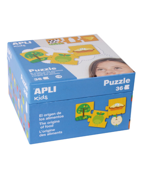 PUZLE EDUCATIVO APLI KIDS 36 PIEZAS EL ORIGEN DE LOS ALIMENTOS