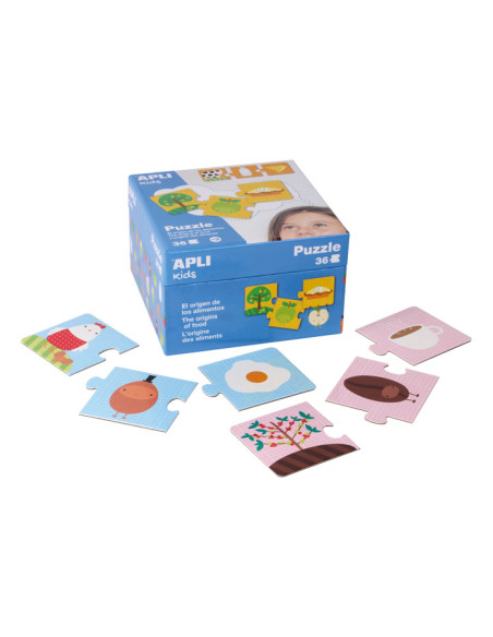 PUZLE EDUCATIVO APLI KIDS 36 PIEZAS EL ORIGEN DE LOS ALIMENTOS