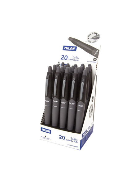 BOLIGRAFO MILAN RETRACTIL CAPSULE BALLPEN NEGRO