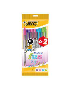 PACK 8 BOLÍGRAFOS BIC CRISTAL FUN