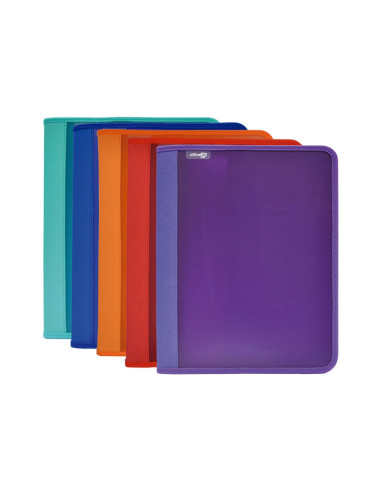 CARPETA OFFICE BOX ZIPPER 4 ANILLAS Y BOLSILLOS SUPRA