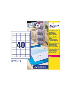 CAJA 25h ETIQUETAS AVERY GLOSSY INVISIBLE 457 x 254mm