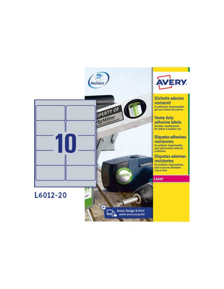 CAJA 20h ETIQUETAS AVERY INALTERABLES 96 x 508mm