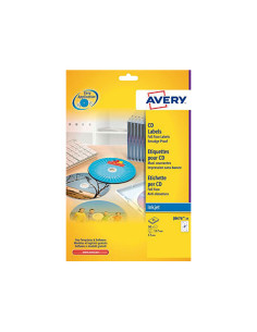 CAJA 25h ETIQUETAS AVERY PARA CD INKJET MATE Ø117 mm