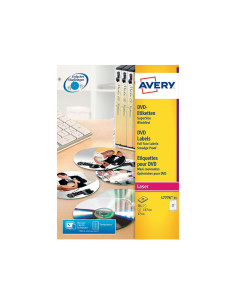 CAJA 25h ETIQUETAS AVERY PARA CD LÁSER Ø117 mm