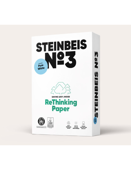 CAJA 5 PAQUETES 500h PAPEL STEINBEIS PUREWHITE A4