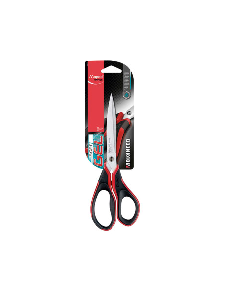 MAPED TIJERAS MULTIUSOS ADVANCED SOFT GEL 21CM ASIMÉTRICAS MANGO NEGROROJO -BLISTER-