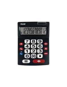 MILAN CALCULADORA NEGRO EXTRA-GRANDE 12 DIGITOS DUAL BLISTER