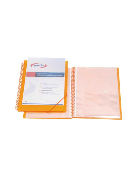 CARPETA DE ESPIRAL PARDO 50 FUNDAS CON GOMAS