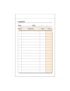 TALONARIO LOAN CAMAREROS DE BOLSILLO DUPLICADO AUTOCOPIA CATALÁN