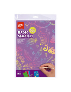 BLOC DE 8 LÁMINAS APLI KIDS MAGIC SCRATCH COLORES