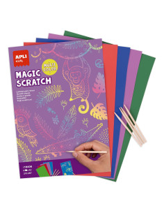 BLOC DE 8 LÁMINAS APLI KIDS MAGIC SCRATCH COLORES 2