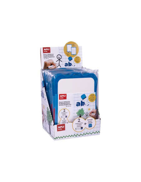 EXPOSITOR APLI 10 PIZARRAS BLANCAS CON BORRADOR Y 2 ROTULADORES