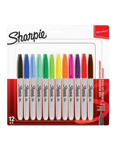 BLÍSTER 12 MARCADORES PERMANENTES SHARPIE FINE COLORES SURTIDO