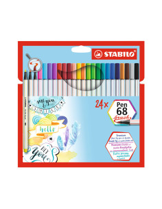 ESTUCHE 24 ROTULADORES STABILO PEN 68 BRUSH