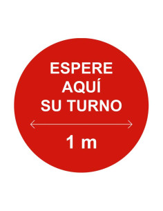 VINILO ADHESIVO PARA SUELO ESPERE AQUÍ SU TURNO - 1 METRO CASTELLANO