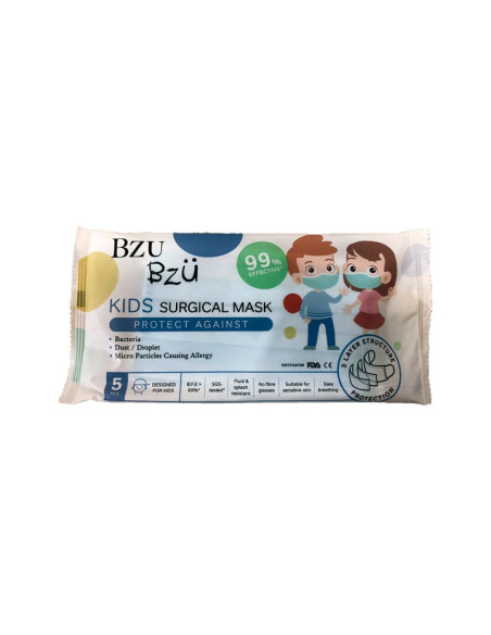 PAQUETE DE 5 MASCARILLAS HIGIÉNICAS DE 3 CAPAS PARA NIÑOS